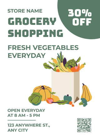Everyday Supermarket Shopping With Discount Flayer Design Template
