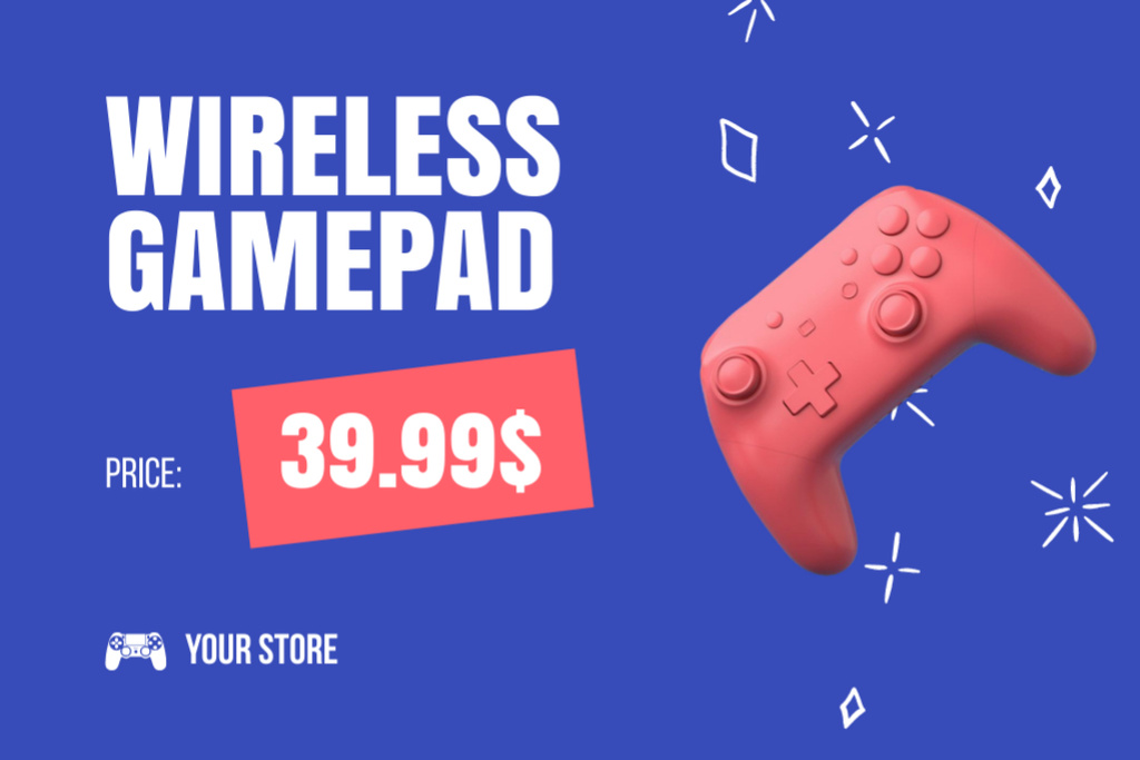 New Year Offer of Wireless Gamepad Label Design Template