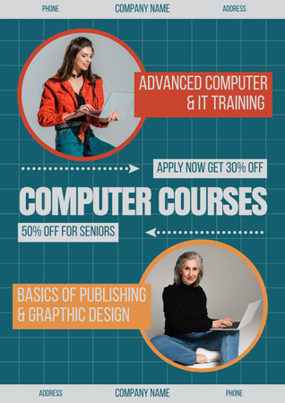 Ontwerpsjabloon van Poster van Discount on Computer Courses