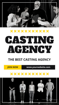 Designvorlage Dienstleistungen Casting-Agentur für Schauspieler für Instagram Story