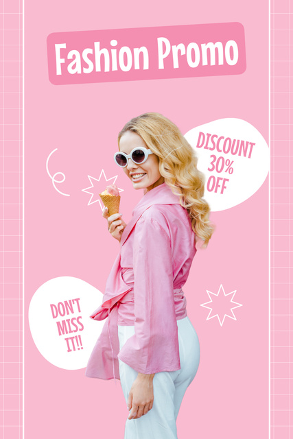Unmissable Pink Fashion Promo Pinterest Design Template