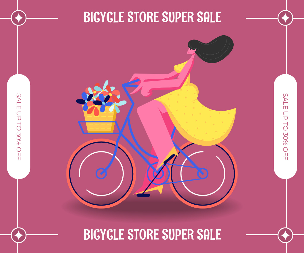 Designvorlage Super Sale in Bicycle Store für Large Rectangle