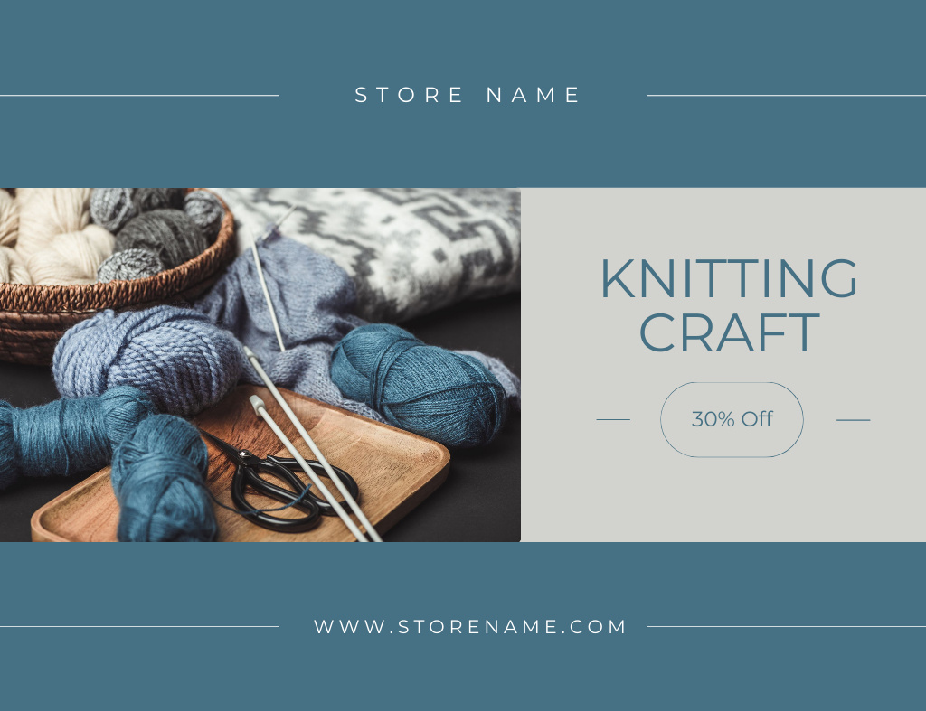 Knitting Essentials Bonanza Thank You Card 5.5x4in Horizontal Design Template