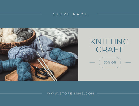 Knitting Craft With Yarn And Discount Thank You Card 5.5x4in Horizontal Design Template