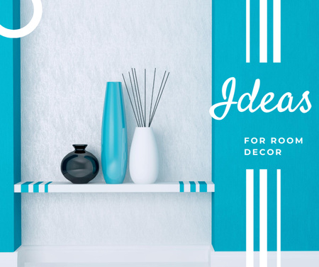 Vases for home decor in blue Facebook Design Template
