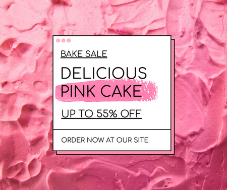 Delicious and Trendy Pink Cake Facebook Design Template