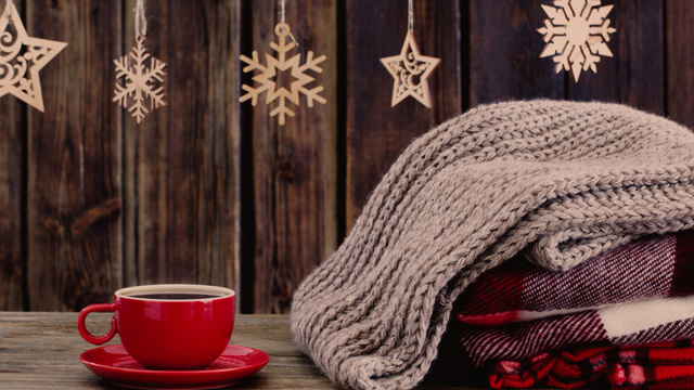 Cozy Warm Blankets for Winter Evenings Zoom Background Design Template