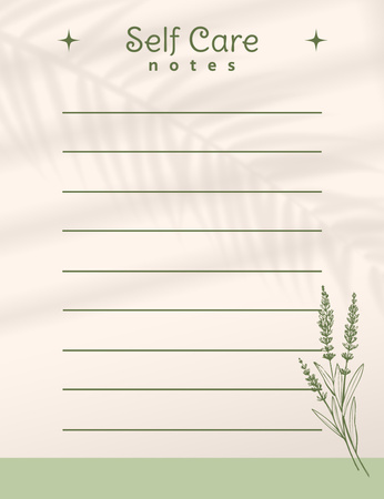 Self Care Planner növény illusztrációjával Notepad 107x139mm tervezősablon