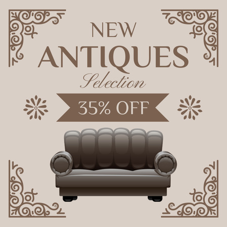 Selection Of Antique Furniture At Discounted Rates In Store Instagram AD Design Template