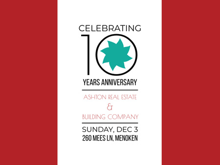 Company Anniversary Invitation on Neutral Red Poster 18x24in Horizontal Design Template