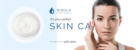 Skincare Offer with Tender Woman Facebook cover Πρότυπο σχεδίασης