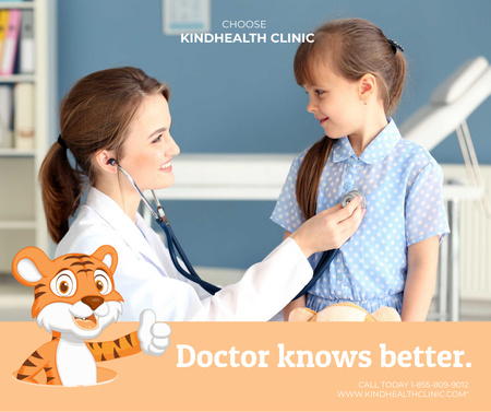 Platilla de diseño Pediatrician Examining Child in Clinic Facebook