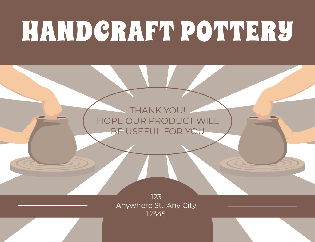 Plantilla de diseño de Thank You for Purchase of Handcrafted Clay Pots Thank You Card 5.5x4in Horizontal 