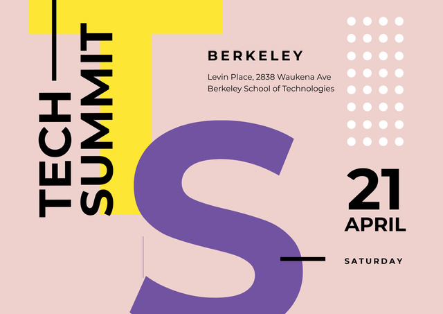 Tech Summit with Colorful Geometric Pattern Poster A2 Horizontal Modelo de Design