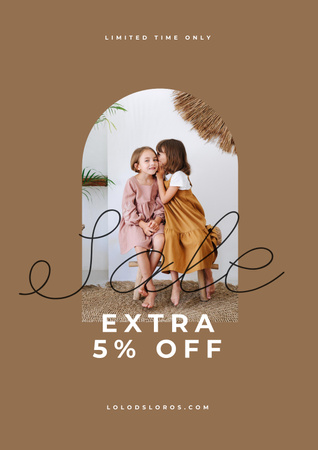 Sale announcement with Kids sharing Secret Poster Design Template