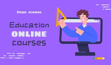 Online Courses Ad Business cardデザインテンプレート