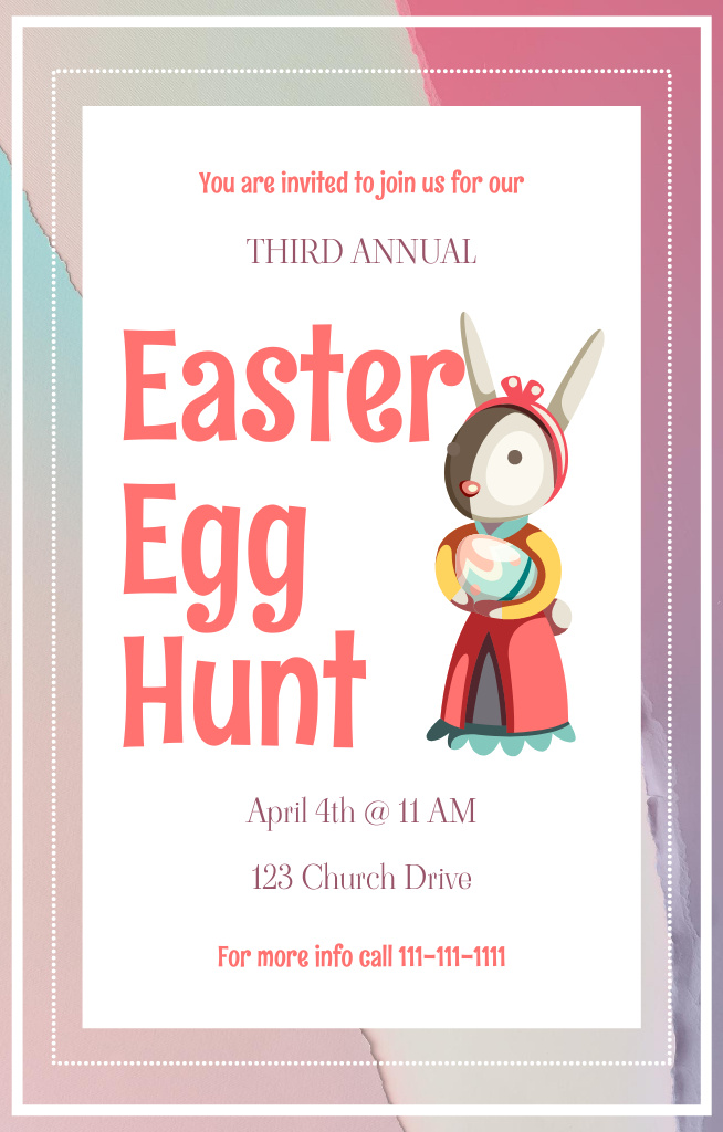 Fun-filled Annual Easter Egg Hunt With Bunny Invitation 4.6x7.2in tervezősablon