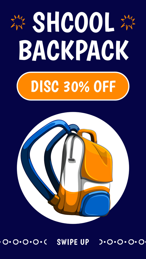 Discount on Bright Quality Backpack Instagram Story Πρότυπο σχεδίασης