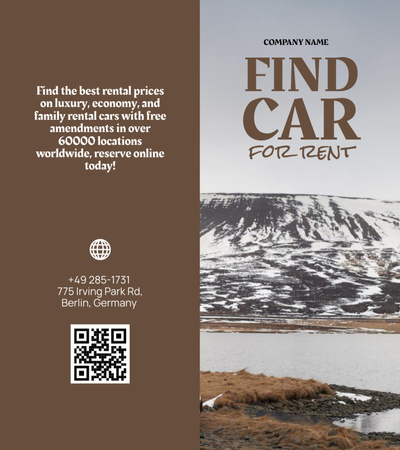 Car Rent Offer Mountains View Brochure 9x8in Bi-fold Design Template