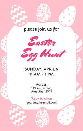 Platilla de diseño Easter Egg Hunt Announcement in Pink Invitation 4.6x7.2in