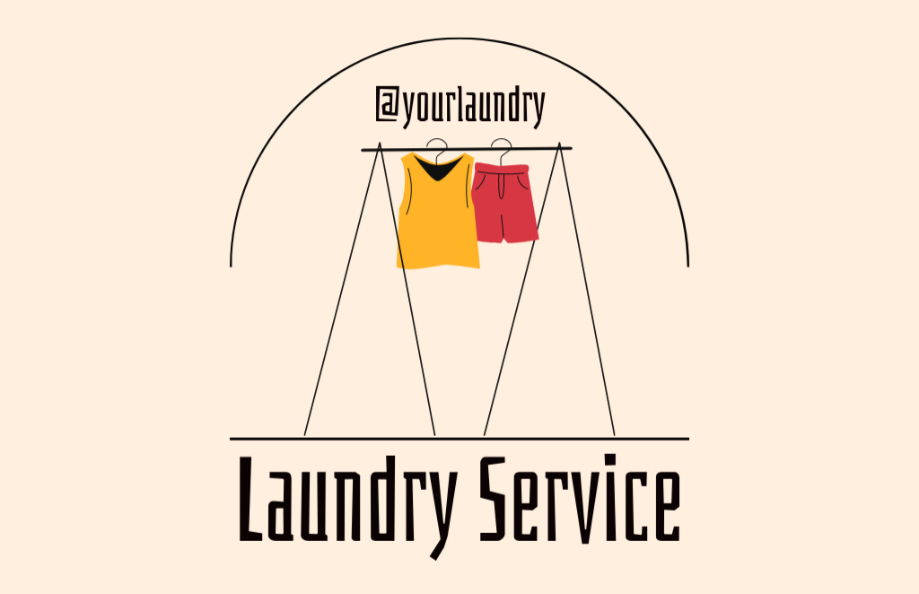 Laundry Service Offer with Colorful Cloth Business Card 85x55mmデザインテンプレート