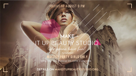 Ontwerpsjabloon van Youtube van Makeup party for girls Announcement