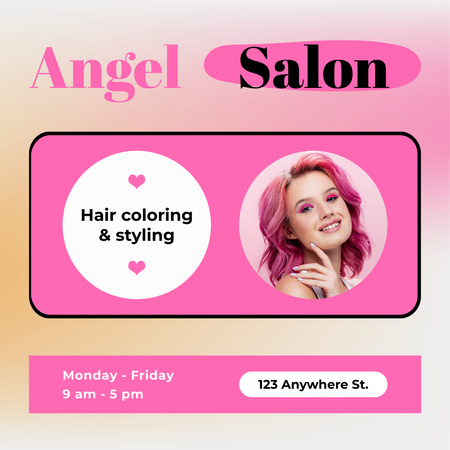 Hair Coloring and Styling Salon Instagram Design Template
