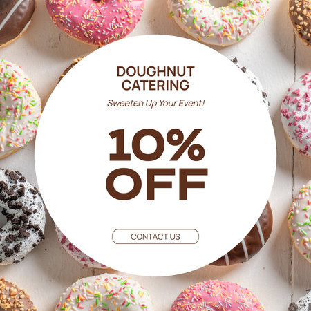 Designvorlage Donut Catering Rabattaktion mit verschiedenen Donuts für Instagram AD