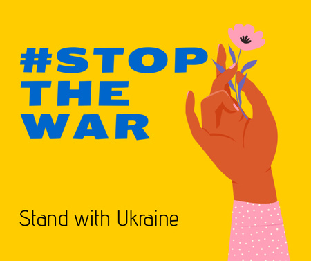 Stop War in Ukraine with Flower in Hand Facebook Design Template