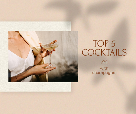 Cocktails Ad with Woman holding Drink Facebook tervezősablon