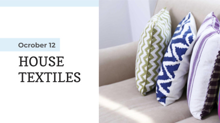 Home Textiles Ad Pillows on Sofa FB event cover Modelo de Design