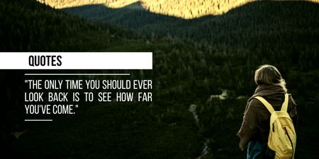 Inspirational Quote with Beautiful Mountains Landscape Twitter Design Template