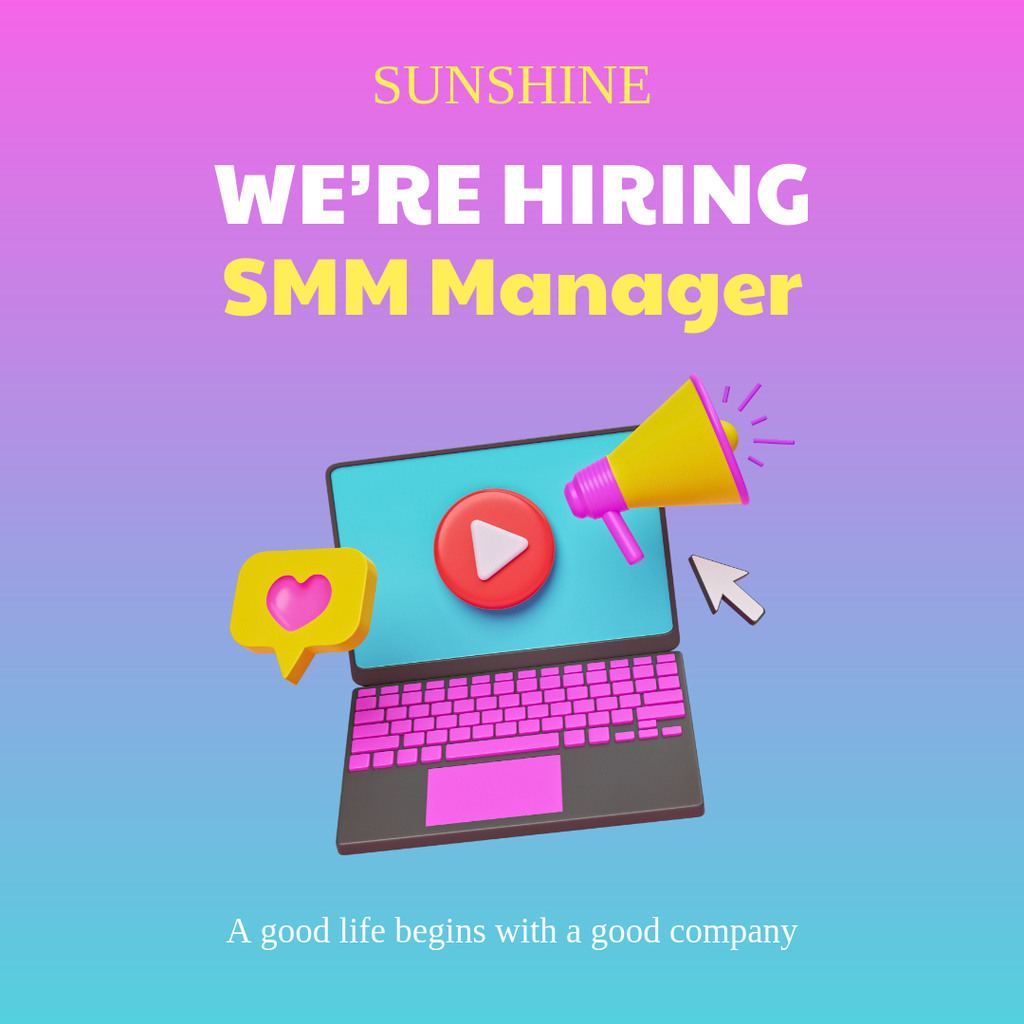 Szablon projektu We Are Looking for SMM Manager Instagram