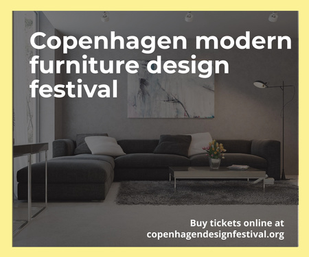 Template di design Annuncio del Festival del Mobile di Design Moderno Large Rectangle