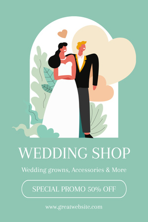 Svatební obchod Speciální promo sleva pro novomanžele na svatební cestě Pinterest Šablona návrhu