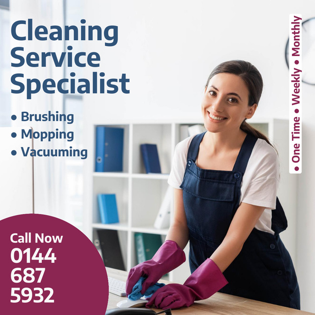 Modèle de visuel Cleaning Service Ad with Woman - Instagram