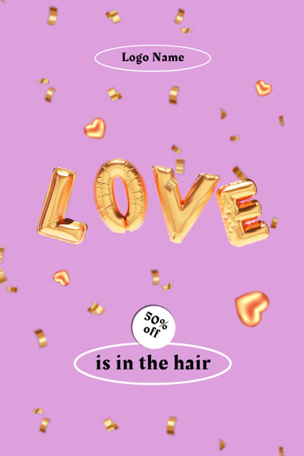 Valentine`s Day Holiday Sale Offer For Hairdress Postcard 4x6in Vertical Modelo de Design
