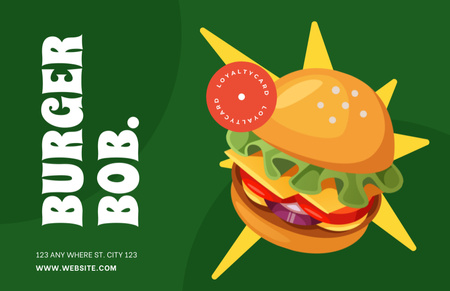 Burgers Discount Offer Green Business Card 85x55mm Design Template