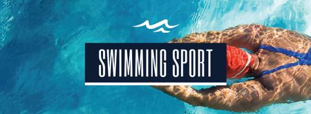 Plantilla de diseño de anuncio de natación deportiva con nadador Facebook cover 