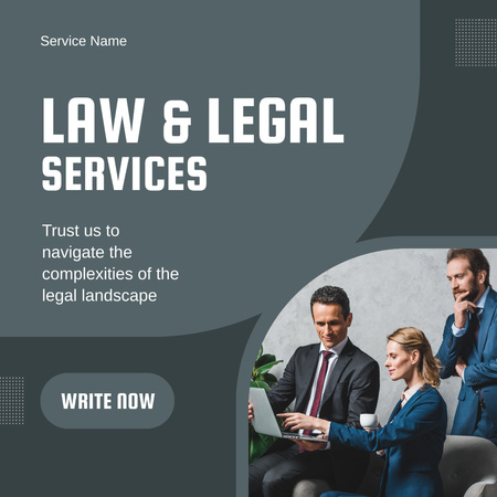 Modèle de visuel Offre de services juridiques avec une équipe d'avocats confiants - Instagram