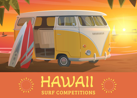Surf Competitions Announcement Postcard 5x7in Design Template