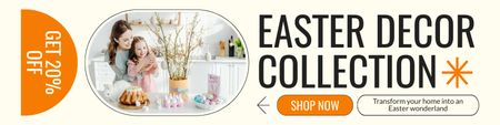 Plantilla de diseño de Promoción de la colección de decoración de Pascua con una linda familia Twitter 