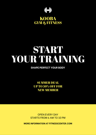 Motivational Advertising Fitness Center Flyer A4 Design Template