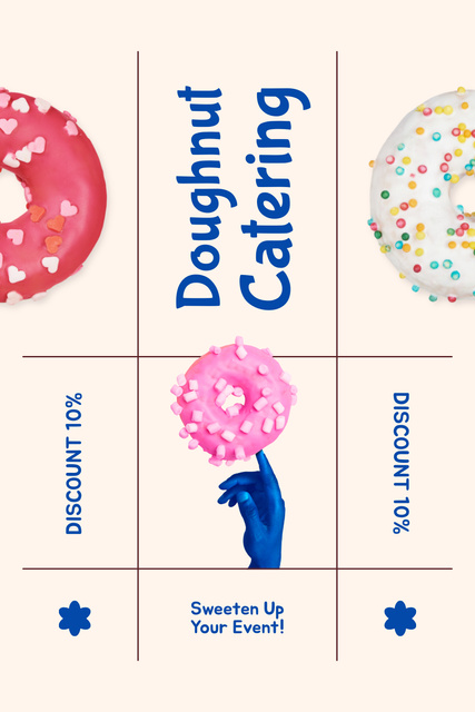 Doughnut Catering Ad with Bright Sprinkled Donuts Pinterest Tasarım Şablonu