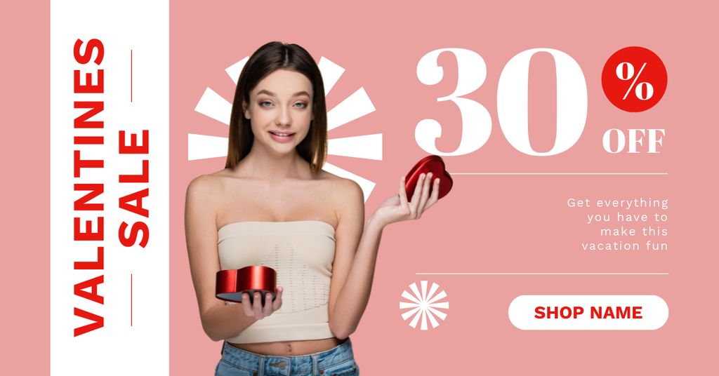 Designvorlage Offer Discounts on Valentine's Day Gifts für Facebook AD