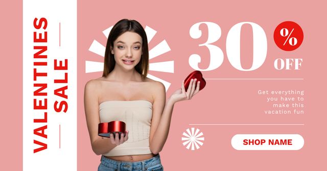 Plantilla de diseño de Offer Discounts on Valentine's Day Gifts Facebook AD 