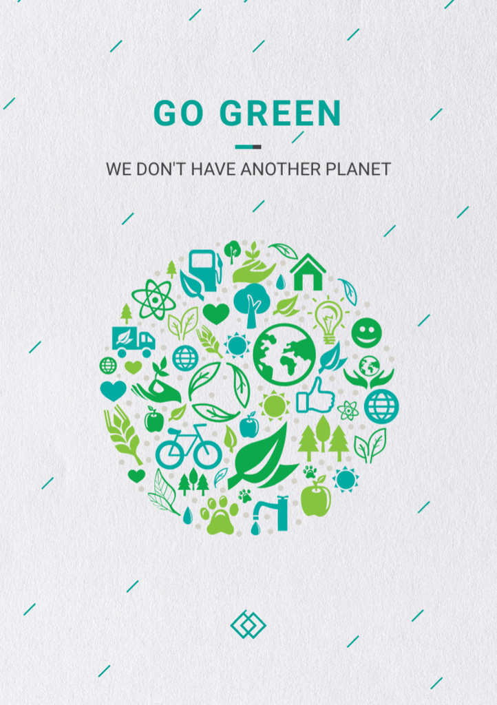 Ecology Concept with Green Nature Icons Flyer A5 Modelo de Design