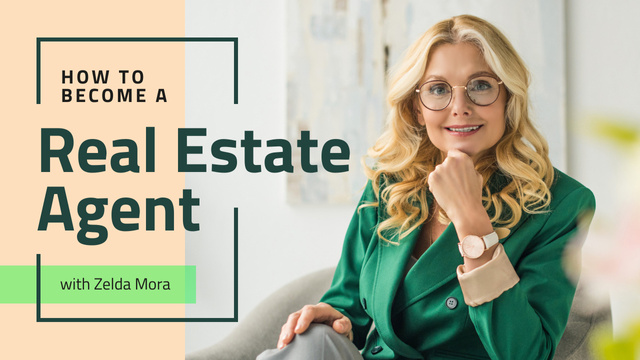 Real Estate Agent Smiling Confident Woman Youtube Thumbnail Design Template
