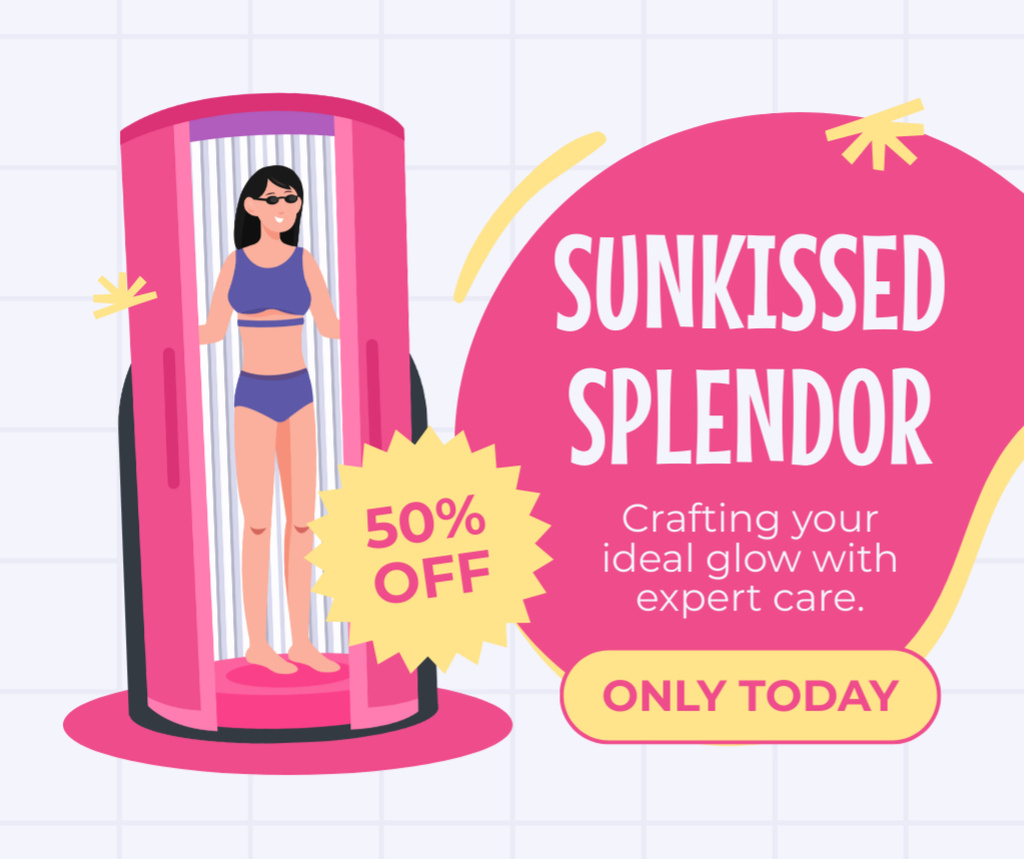 Perfect Tan with Discount in Salon Facebook Design Template