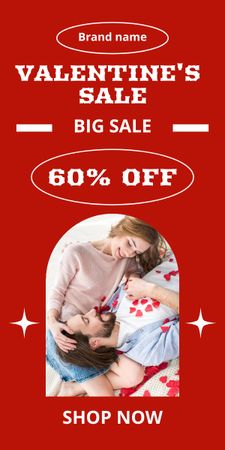 Valentine's Day Big Sale with Couple in Love in Red Graphic Design Template